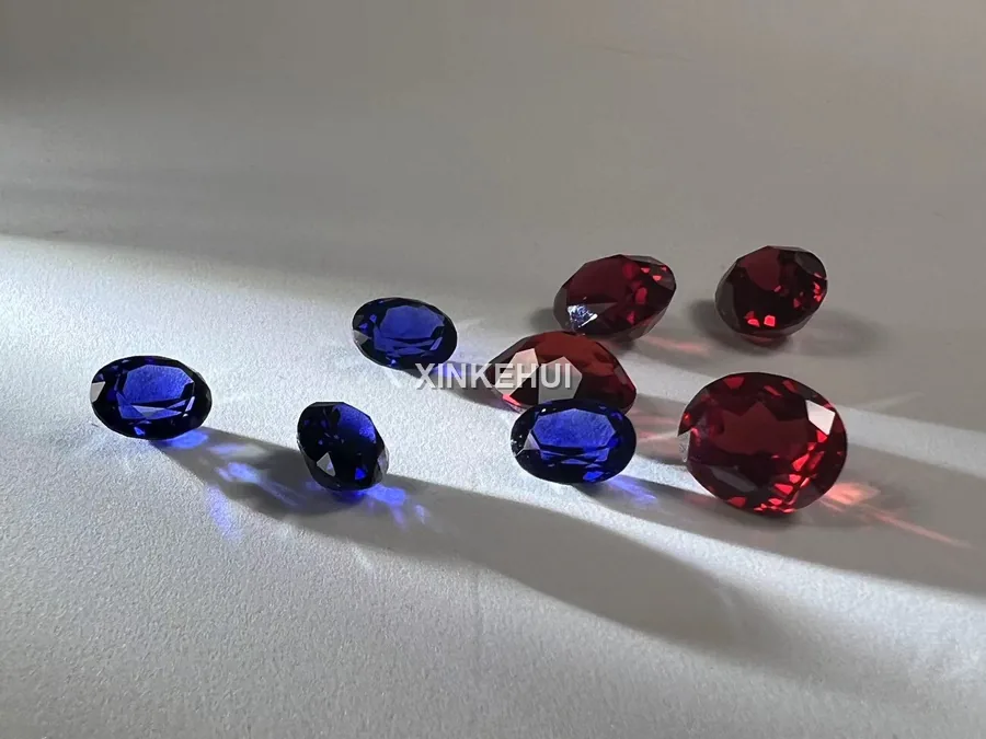 Blue and red colored sapphire stones